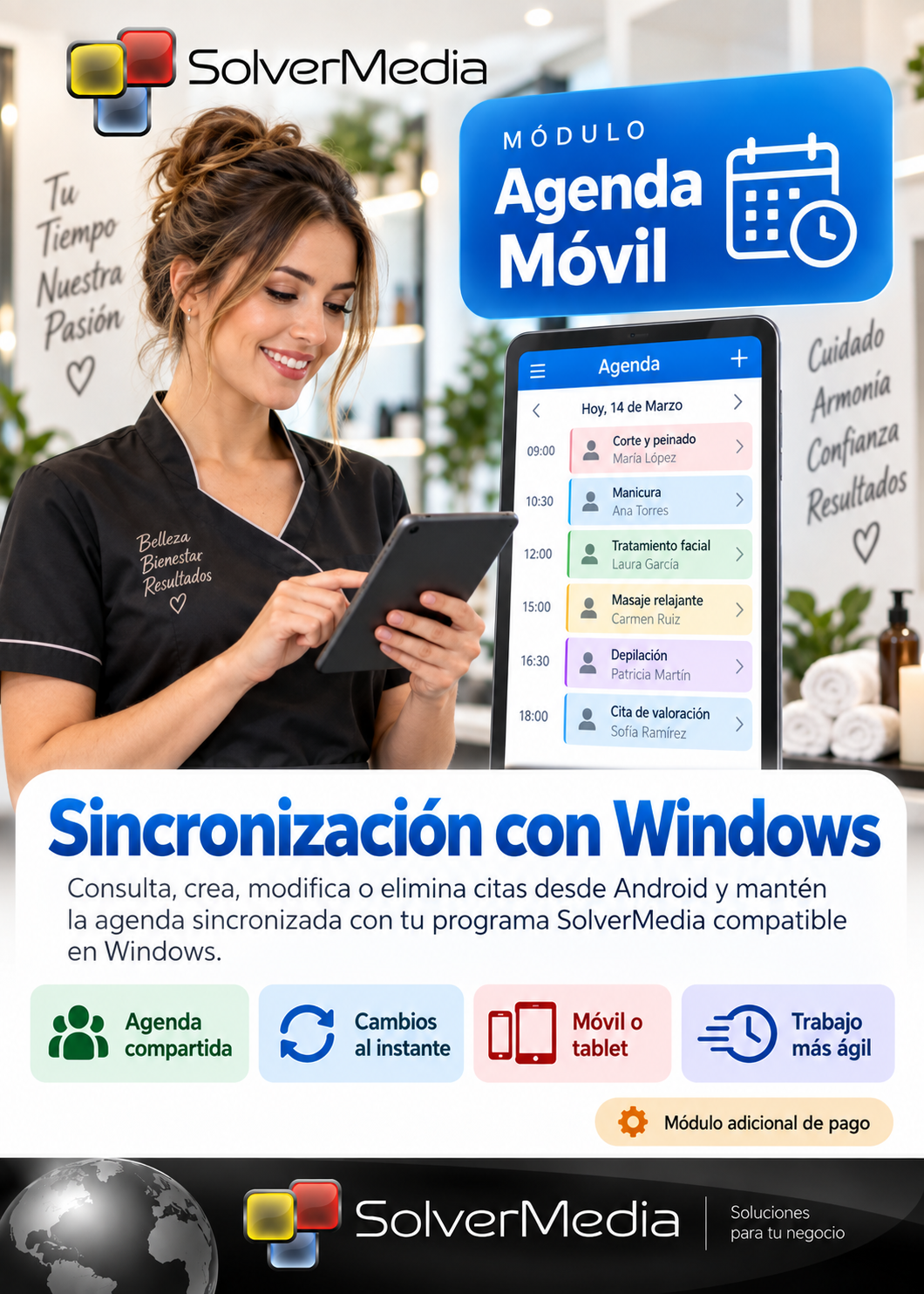 Agenda Móvil SolverMedia para salones de belleza