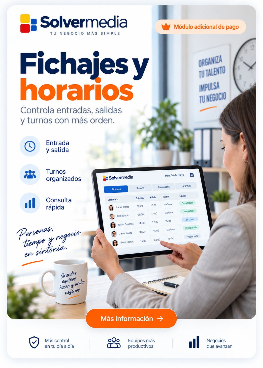 Fichajes y horarios con SolverMedia