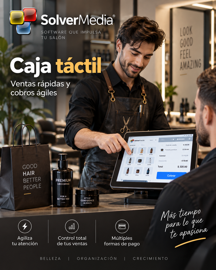 Caja táctil para peluquerías con SolverMedia
