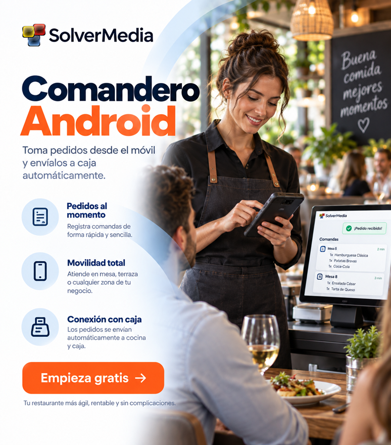 Comandero Android para restaurantes con SolverMedia