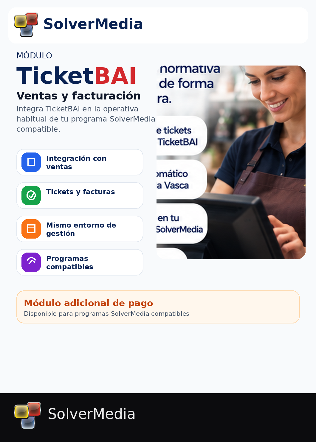 Módulo TicketBAI SolverMedia integrado con ventas y facturación